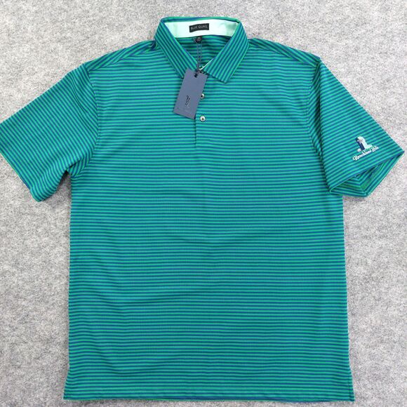 Blue Quail Golf Polo Mens Sz 3XL Striped Short Sleeve Performance Green Blue - Picture 1 of 12